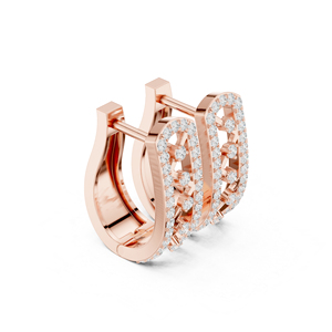 ต่างหูเพชรทรงกลมทองคำ 14K โรสโกลด์ เพชรเพาะเลี้ยงสำหรับผู้หญิง ของขวัญวันครบรอบ เพชรเพาะเลี้ยงใหม่ - Product Image 4