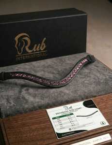 Diadema de Cuero de Lujo Personalizable Rub International con Brillantes Cristales Rosas Modelo 0786 - Product Image 2