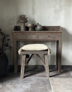 Table d'appoint rustique en bois flotté, console étroite en bois, meuble d'entrée à deux tiroirs, décoration vintage style ferme, rangement - Product Image 4