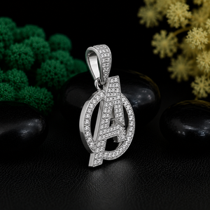 Collier avec pendentif logo Avengers, argent 925 plaqué rhodium, cristal strass, bijoux de luxe unisexe - Product Image 6
