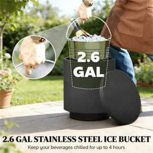 Tavolino da Esterno Grigio Antracite con Vano Porta Ghiaccio e Spazio per Barra Refrigerante - Product Image 2