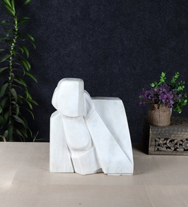 Escultura Moderna de Hombre Pensador al Estilo Cubista, Acabado en Mármol Blanco, Figura Humana Abstracta, Estatua Geométrica Minimalista - Product Image 5