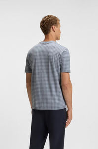 Camiseta gris con estampado de cuadrícula para hombre, camiseta informal de algodón de primera calidad con cuello redondo y manga corta, ropa de calle MARFA INTERNATIONAL - Product Image 4