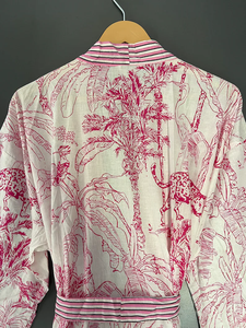 Bata Kimono de Algodón 100% Tejido con Estampado de Dibujos Animados para Mujer, Camisón de Verano Hecho a Mano ODM con Cuello en V, Cintura Elástica y Largo hasta la Rodilla - Product Image 5