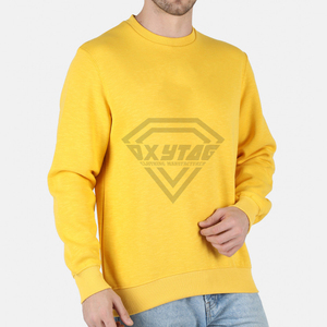 Sudadera Personalizada al por Mayor, Cuello Redondo, Color Amarillo, para Hombre, Lisa, de Felpa, Estilo Urbano, Talla Grande, de Algodón, de Fábrica - Product Image 6