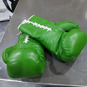Gants de boxe en cuir vert, à lacets, pour adultes, équipement de boxe complet - Product Image 6