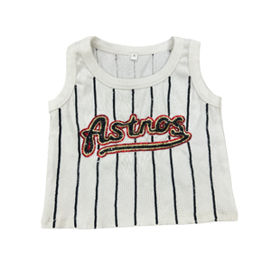 Camiseta sin Mangas de Béisbol Estadounidense Personalizada de Alta Calidad para Mujer, 100% Algodón, Transpirable, Informal, con Lentejuelas, para el Día del Partido - Product Image 1