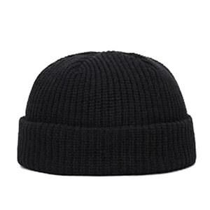 Customize Classic Red Short Ribbed Knit Beanie <b>Cap</b> Premium Soft Stretch Docker <b>Skull</b> <b>Cap</b> with Folded Brim for <b>Men</b> Daily Wear - Product Image 3