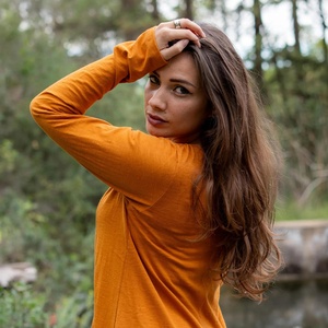 Blusa Asimétrica de Algodón para Mujer, Manga Larga, Estilo Boho, con Bolsillos, Cómoda, Informal, para Festivales - Product Image 1