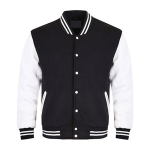 Top Quality Black <b>White</b> Letterman <b>Jacket</b> Contrast Sleeves Premium Stitching Modern Street Style Outfit - Product Image 1