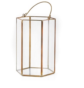 Modern Looking Metal & Glass <b>Lantern</b> In <b>Gold</b> Finished Centerpiece For Wedding Outdoor Decor Handmade - Product Image 6