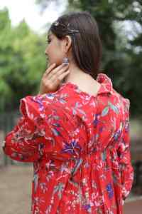 Robe courte imprimée à la main en Inde pour femmes, robe d'été décontractée en coton, style bohème, robe maxi courte - Product Image 3