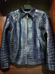 Personalizado de los hombres 100% genuino para la chaqueta de cuero de cocodrilo de calidad superior a medida abrigo de lona de invierno de lujo chaleco hecho en Vietnam - Product Image 6