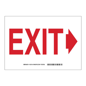 Señal de Salida de Emergencia con Flecha Derecha de Alta Visibilidad Brady, Material PC, para Interiores/Exteriores - Product Image 1