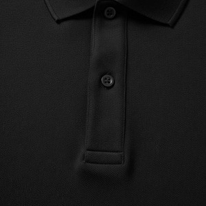 Camiseta de Hombre Negra de Manga Corta, Tejida, 100% Algodón, Transpirable, Color Sólido, Corte Regular, Diseño con Botones, Nueva Colección de Verano - Product Image 2