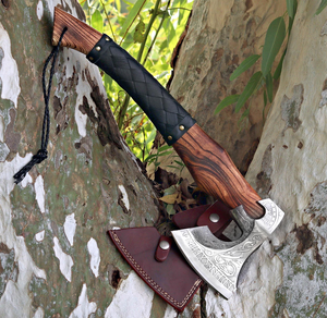 Hacha Vikinga Hecha a Mano con Hoja de Acero Forjado y Mango de Madera, Estilo Cabeza de Tomahawk, Personalizable ODM/OEM, Hacha para Acampar al Aire Libre - Product Image 6