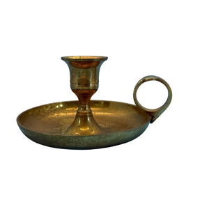 <b>Brass</b> <b>Candlestick</b> <b>Holder</b> With Circular Tray And Finger Loop For Home Decoration Vintage Iron Chamber Stick <b>Holder</b> - Product Image 1