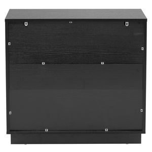 Comodino a Tre Livelli con Quattro Cassetti, Ante con Motivo Ondulato, in Particelle P2 Nere e Pannello a Densità Media - Product Image 4