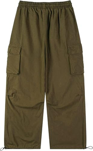High Quality Lightweight 100% Cotton Eco-Friendly Canvas Embroidery <b>Wide</b> <b>Leg</b> Streetwear Sport <b>Jogger</b> Trousers Men's Pants Washed - Product Image 3
