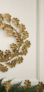 พวงหรีดใบไม้โอ๊คโลหะวินเทจสำหรับแขวนผนัง ธีมฤดูใบไม้ร่วง ประดับตกแต่งสำหรับคริสต์มาสและงานปาร์ตี้วันหยุดสไตล์ยุโรป - Product Image 3