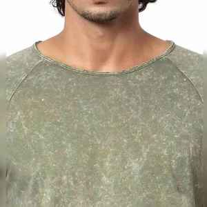 Camiseta de hombre con lavado ácido, estilo oversize vintage de algodón, camiseta streetwear con logo personalizado, proveedor de camisetas de verano - Product Image 3