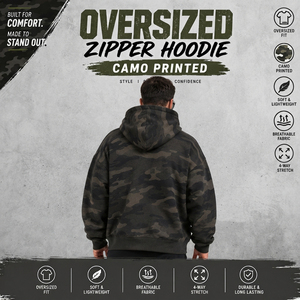 Sudadera con capucha y cremallera con estampado de camuflaje extragrande para hombre, ligera, transpirable, para invierno. - Product Image 3