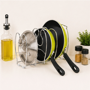 Support de rangement métallique 5 niveaux robuste pour casseroles et couvercles, idéal pour optimiser l'espace dans les armoires de cuisine - Vente en gros - Product Image 5
