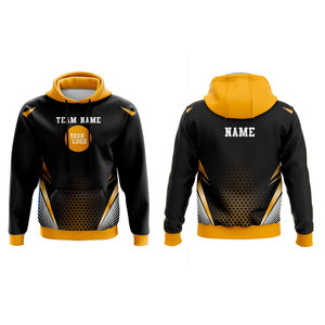 Sudadera con Capucha Personalizada con Estampado por Sublimación, Diseño Geométrico Negro y Dorado para Hombre, 100% Algodón, Transpirable, Corte Regular, Ropa Casual - Product Image 5