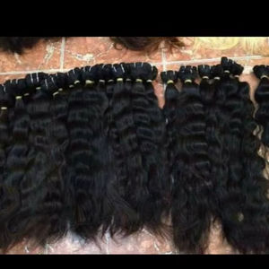 Vente en gros de cheveux indiens 100% Remy, double trame, non traités, vierges, cuticules alignées, luxe, vague naturelle, en vrac pour tresses - Product Image 2