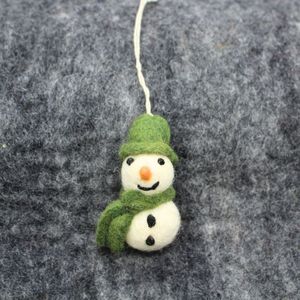 Handmade Felt Snowman Ornament Green Hat Scarf Cartoon Christmas Decoration - Product Image 4