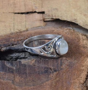 Anillo de Filigrana de Plata de Ley 925 con Piedra Lunar Arcoíris, Gema Ovalada Natural, Joyería Bohemia para Mujer - Product Image 3