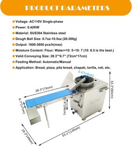 Máquina Eléctrica Redondeadora de Masa para Pizza, Formadora de Bolas de Masa de 0.7-10.5oz (20-300g) - Product Image 2