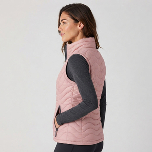 <b>Women</b> Canvas Puffer Vest Knitted Lightweight Warm <b>Sleeveless</b> <b>Jacket</b> Quilted Construction Stand Collar Zip Eco-Friendly Casual - Product Image 2