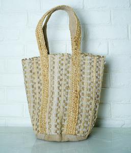Sac fourre-tout ouvert en coton et jute de grande taille, de haute qualité, durable, style bohème, personnalisable, écologique, fournisseur indien, tendance 2026 - Product Image 3
