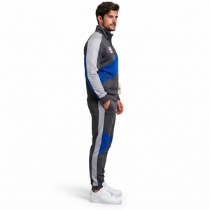 Custom Men Zipper Tracksuit Slim Fit Training Suit Stretch Polyester Blend Full Front Zipper Tapered Pants Casual <b>Sports</b> <b>Apparel</b> - Product Image 4