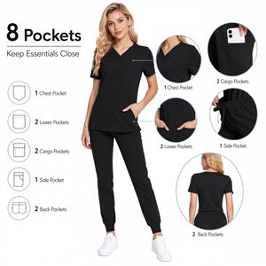 Conjunto de Uniformes Médicos Unisex de Spandex/Algodón Elástico en 4 Direcciones, para Invierno/Verano, Talla XL, para Salones de Belleza - Product Image 3