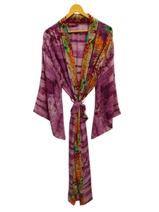 Robe longue kimono en soie Bridel, patchwork, pour couvrir le bikini, vêtement de nuit, kimono en sari indien vintage recyclé fait main - Product Image 2