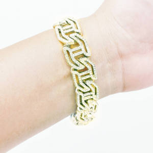 Geometric Link <b>Chain</b> Necklace S925 Silver Rhodium 10K Gold Lab Grown Crystal Pave Setting Hip Hop Wedding Unisex Luxury Design - Product Image 3