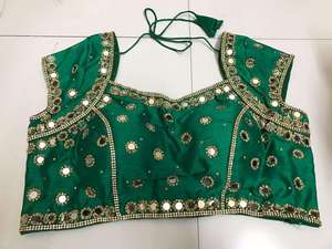 Exquisite Hand-Finished Embroidered Woven Crop Top Saree <b>Blouse</b> Fully Stitched & Padded <b>Satin</b> Fabric Winter Ready All Sizes - Product Image 2