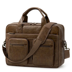 กระเป๋าแล็ปท็อปหนังแท้ลายไม้เนื้อละเอียด ผลิตจากโรงงาน OEM ทำด้วยมือ สำหรับนักธุรกิจและพนักงานออฟฟิศ - Product Image 1