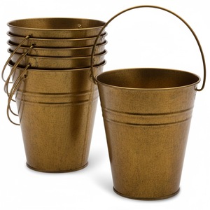 Seau en métal vintage, jardinières rustiques pour fleurs et plantes vertes, pots décoratifs d'extérieur durables, lot de six - Product Image 1