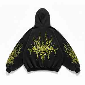 Sweat-shirts à capuche unisexes en molleton épais 450 g/m², coupe oversize, effet délavé, épaules tombantes, avec broderie de logo personnalisée et poche. - Product Image 6