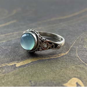 Bague en argent 925 pour femme avec chalcédoine aqua, bijou classique en pierre précieuse pour mariage, anniversaire ou soirée - Product Image 2