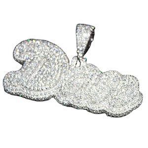 Colgante de Plata de Ley 925 Chapado en Oro con Moissanita, Diseño Personalizado, Estilo Hip Hop, Joyería Fina Premium - Product Image 1