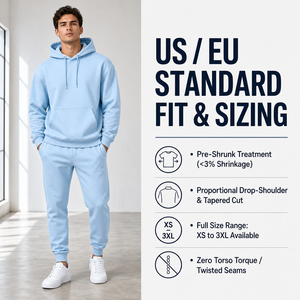 Conjunto Deportivo para Hombre, Azul, con Capucha, de 2 Piezas, 100% Algodón, Elástico en 4 Direcciones, Transpirable, Pantalones Deportivos para Exteriores - Product Image 6