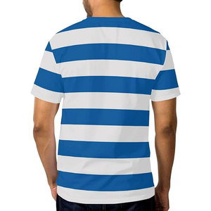 เสื้อยืดสำหรับผู้ชายสีน้ำเงินและสีขาวลายแนวนอนแขนสั้นคอกลมเสื้อยืดลำลองเสื้อผ้าฝ้ายน้ำหนักเบาเสื้อสวมหัวฤดูร้อน - Product Image 3
