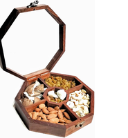 Houten doos voor gedroogd fruit, modern design, 5-delige houten doos voor tuin, theetafeldecoratie.