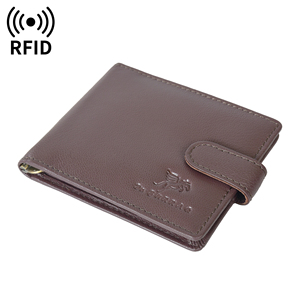Luxury Dark Brown Genuine Leather <b>Mens</b> Money Clip <b>Wallet</b> Snap Closure Bifold Card Holder <b>RFID</b> Safe Compact Leather <b>Wallet</b> - Product Image 3