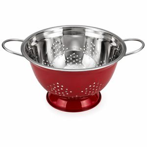 Stainless Steel Colander with Handles Cherry Silver Kitchen Strainer Basket for Washing Fruits <b>Vegetables</b> Pasta Rice Serveware - Product Image 1