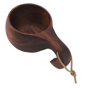Taza de Té de Madera Hecha a Mano con Acabado Natural, Diseño Minimalista con Asa, Forma Redonda para Té, Café, Uso Doméstico - Product Image 3